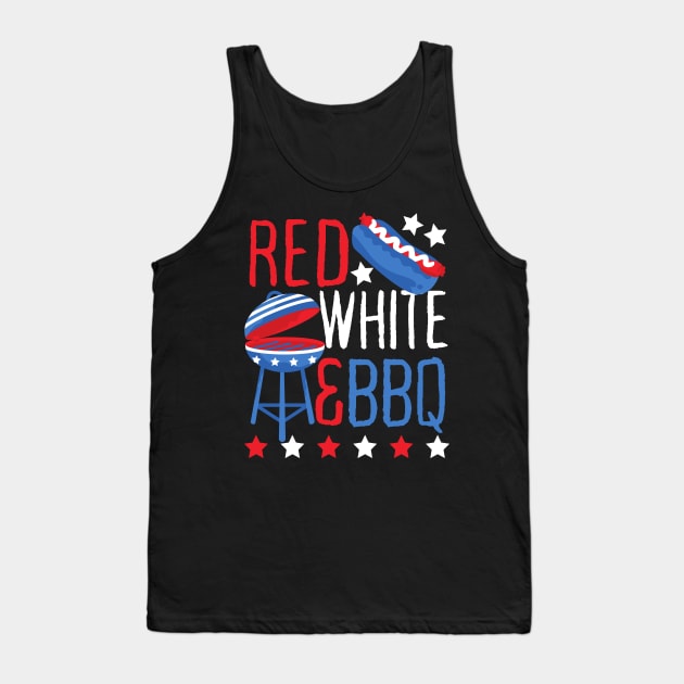 Red White and BBQ USA Holiday Barbeque Tank Top by DetourShirts